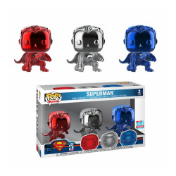 Figurine - Pop! Heroes - Pack de 3 Superman Chromés - Vinyl - Funko