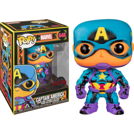 Figurine - Pop! Marvel - Black Light Captain America - N° 648 - Funko