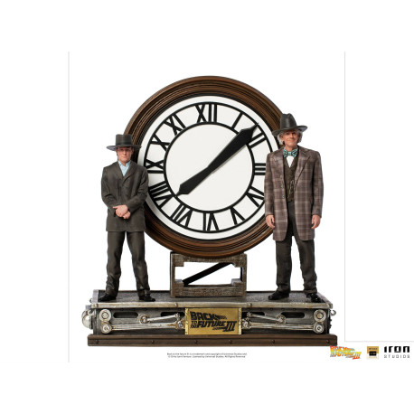 Figurine - Retour vers le Futur - Deluxe Art Scale 1/10 Marty and Doc at the Clock - Iron Studios