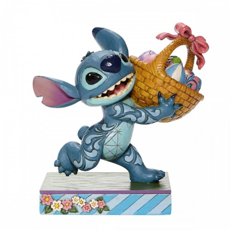 Figurine - Disney - Traditions - Stitch Running off with Easter Bakset - Enesco