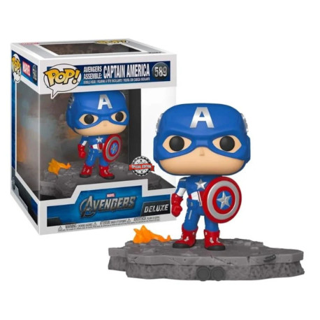 Figurine - Pop! Marvel - Deluxe Avengers Assemble : Captain America - N° 589 - Funko