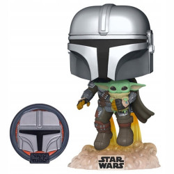 Figurine - Pop! Star Wars - The Mandalorian - Mando with Grogu with Pin - N° 402 - Funko