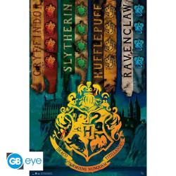 Poster - Harry Potter - Drapeaux des maisons - 61 x 91 cm - GB eye