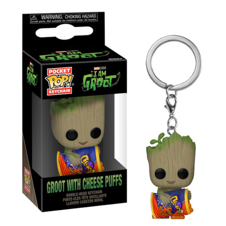 Porte-clé - Pocket Pop! Keychain - Marvel - I am Groot - Groot with Cheese Puffs - Funko