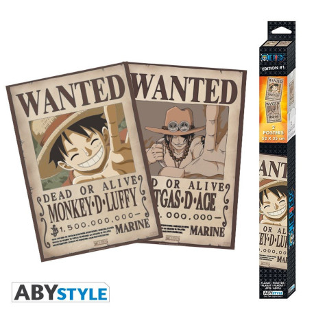 Set de 2 Posters - One Piece - Wanted Luffy & Ace - 52 x 35 cm - ABYstyle