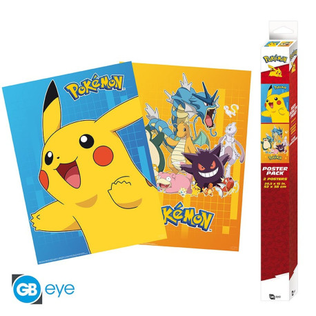 Set de 2 Posters - Pokémon - Personnages colorés - 52 x 38 cm - GB eye