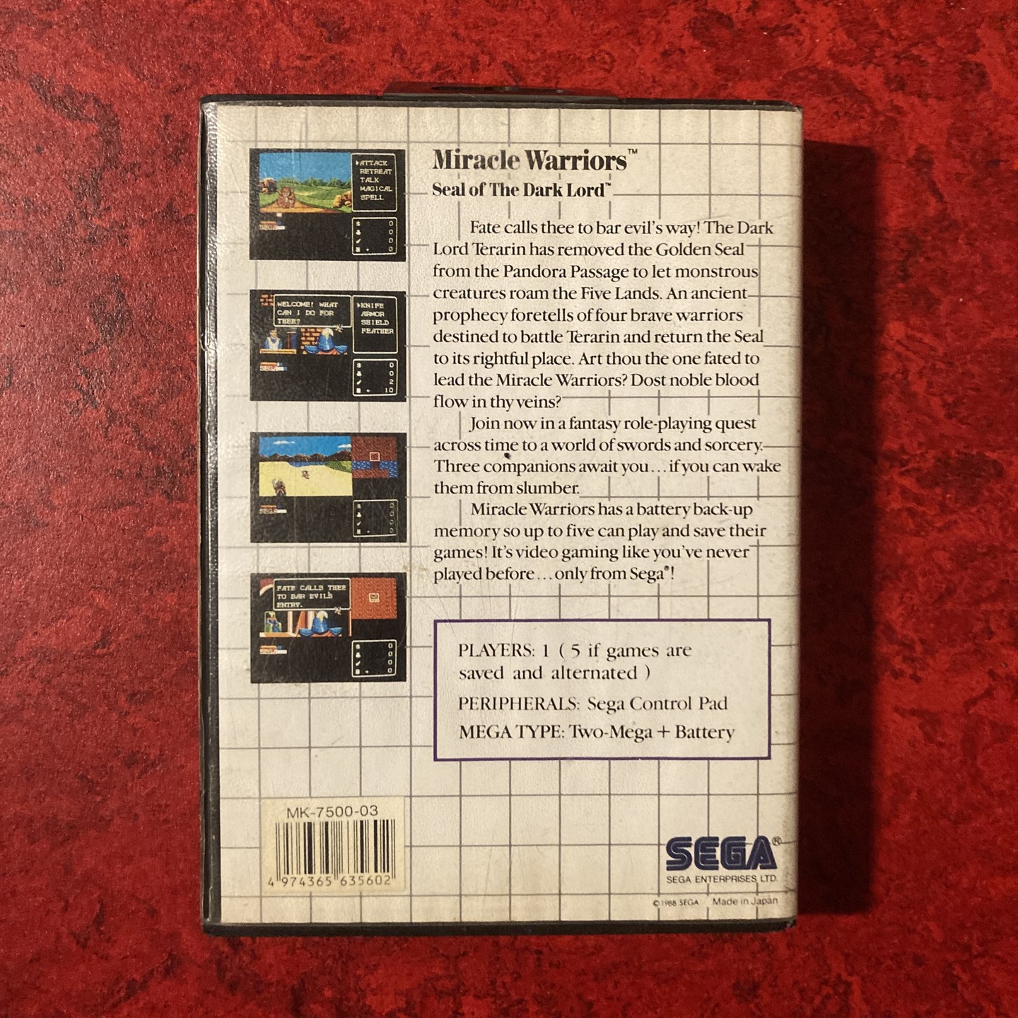 Miracle Warriors : Seal of the Dark Lord (Master System)